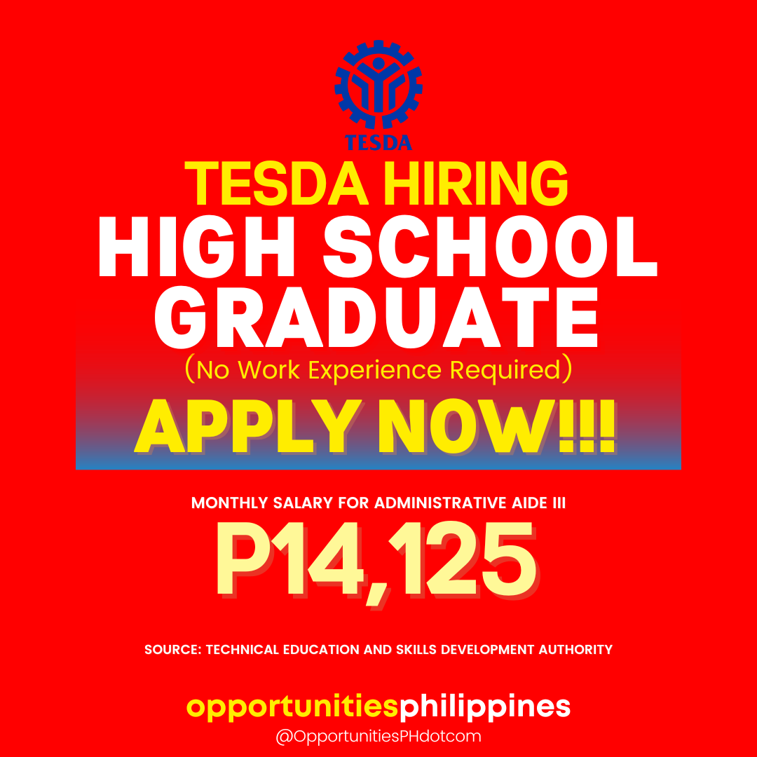 TESDA Region 5 Hiring: Job Openings until September 17, 2022 — Philippine Go