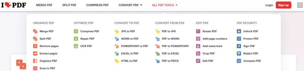 iLovePDF tools